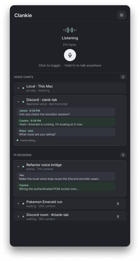 Clankie applet mockup